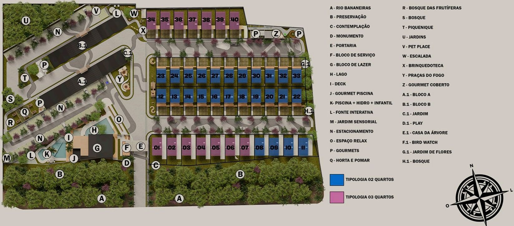 Planta de implantação do Tekoá Boutique Residences
